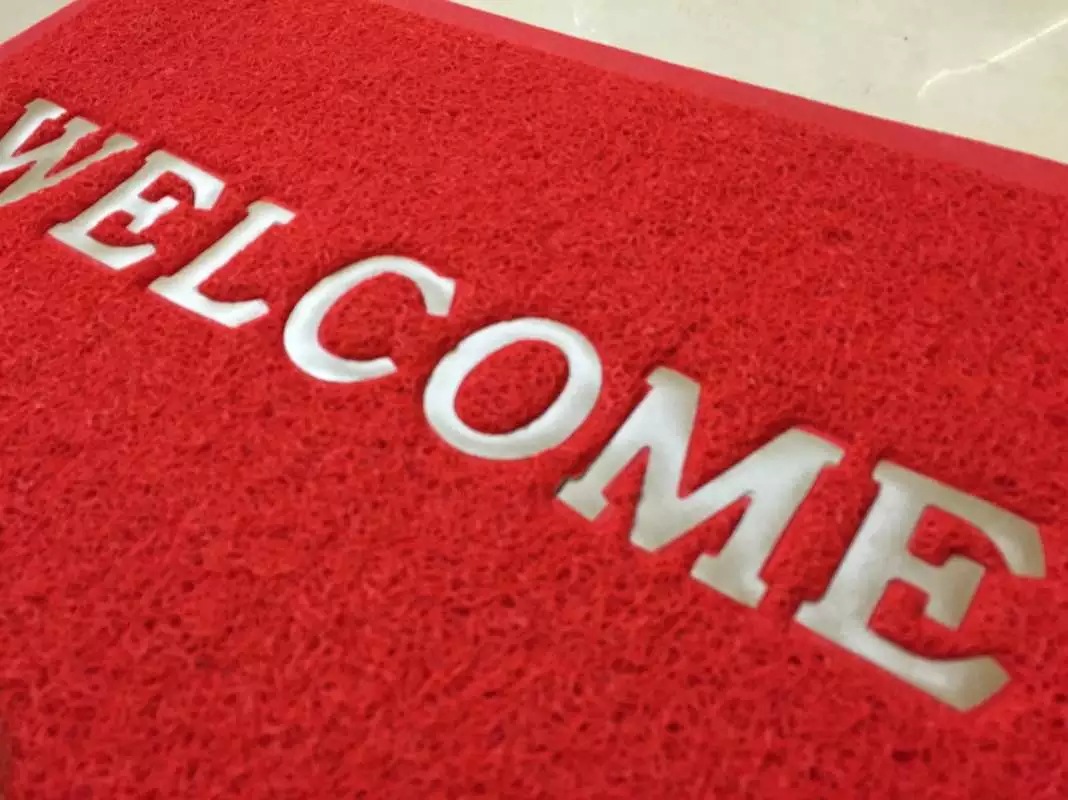 拉丝门口地垫英文WELCOME进门地毯饭店酒店迎宾脚垫丝圈防滑地垫详情15