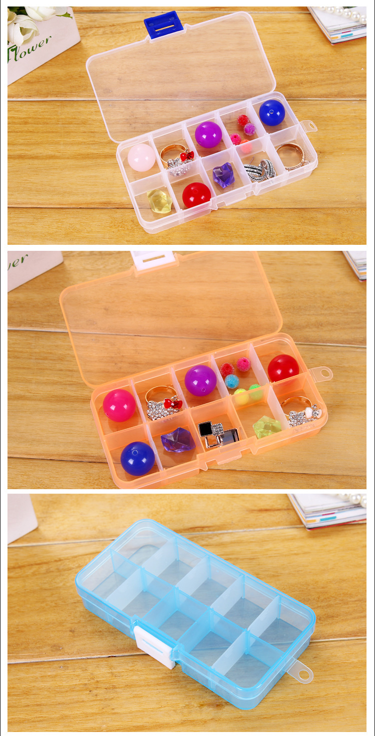 Color 10-compartment PP plastic jewelry storage box and multi-compartment parts storage box pic 6
