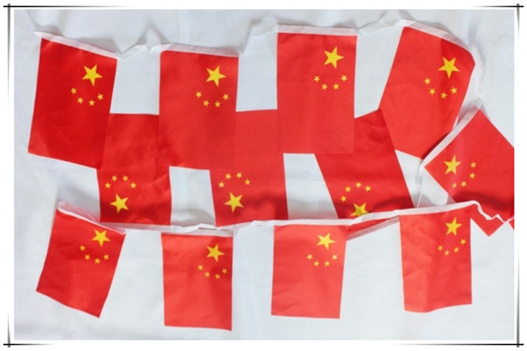 厂家直供中国国旗串旗 7号五星红旗吊旗 20面一串 国庆庆祝装饰旗详情5