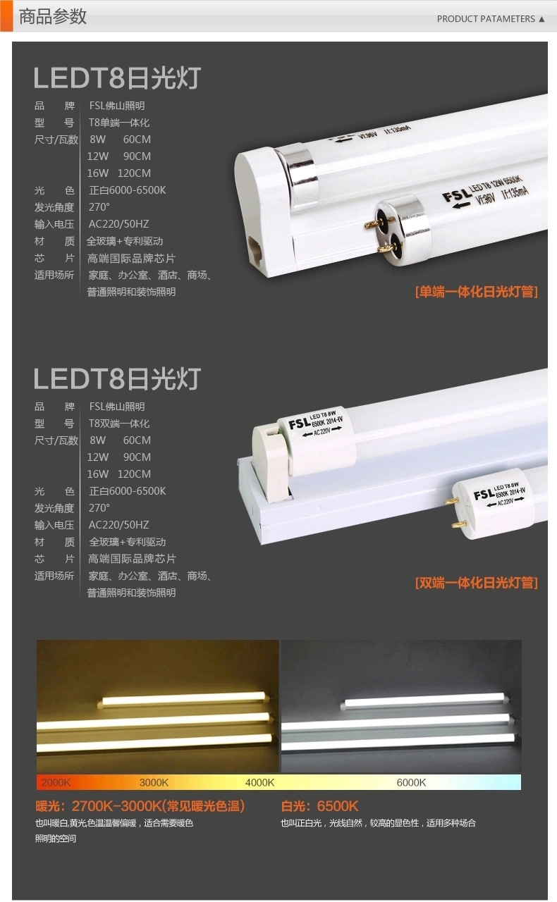 FSL佛山照明超炫系列T8LED灯管1.2米0.6米40W/30W/24W/18W/8W详情5