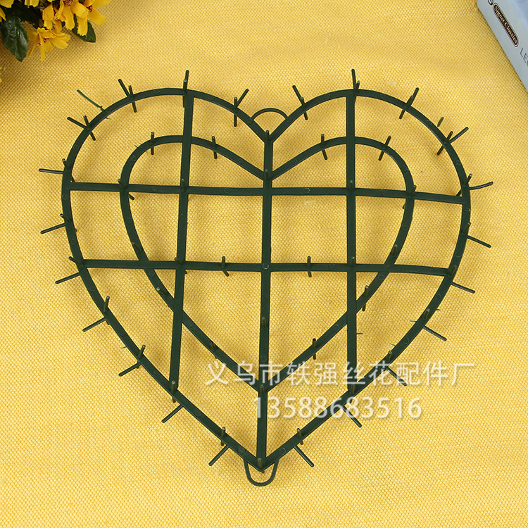 电子花圈材料塑料桃心架子仿真花配件架子双面型架子插花架子批发详情3