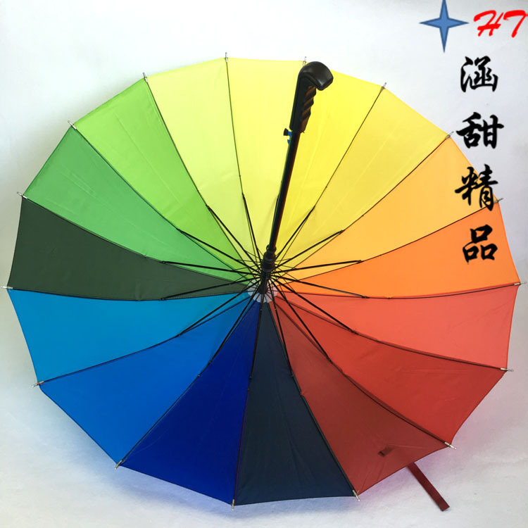 Factory wholesale straight 16-bone rainbow umbrellas, long-handled automatic umbrellas, creative gifts, advertising umbrellas, logo printing pic 23