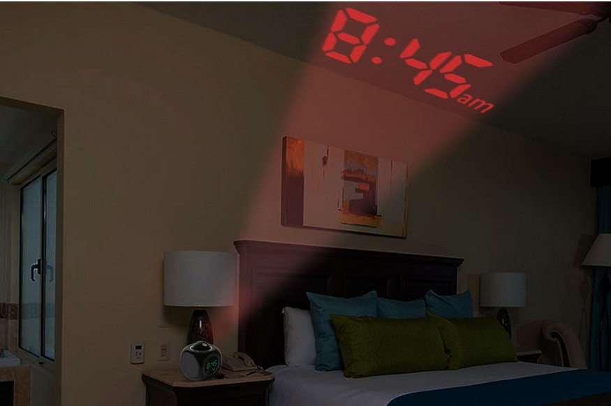 New multi-functional English projection clock, LED light projection alarm clock, voice announcement clock projection clock pic 31