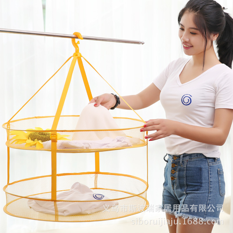 新款家居收纳晒衣篮现货批发现代简约单层晒衣篮内衣内裤晒衣网详情20