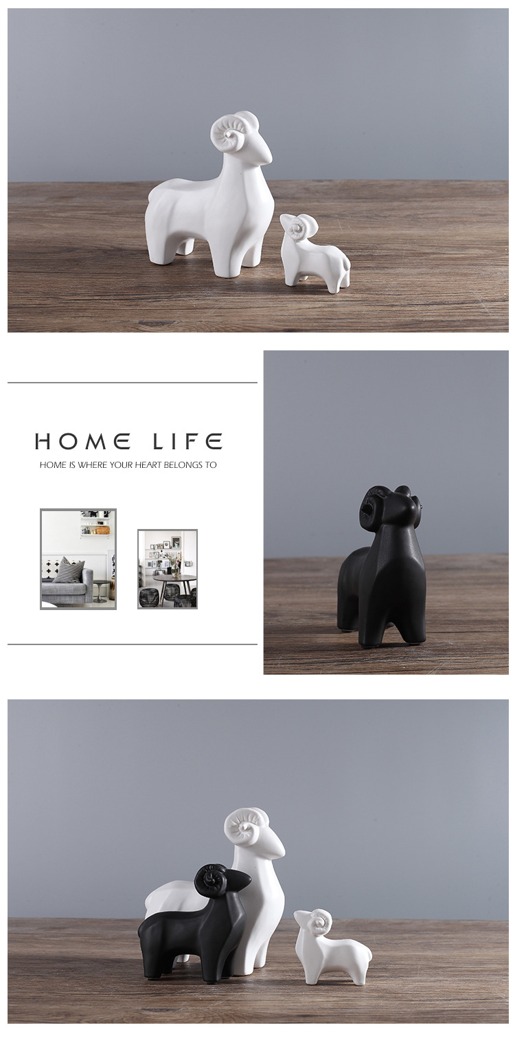 三羊开泰家居装饰品现代简约北欧样板新房客厅书房可爱陶瓷羊批发详情9