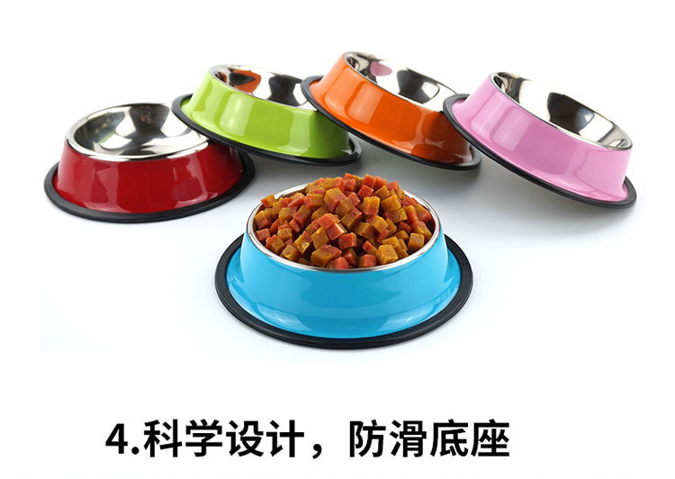 Fengpei Colorful stainless steel dog and cat bowls, spray-painted anti-slip pet bowls, dog basins, colorful dog bowls, pet supplies wholesale pic 8