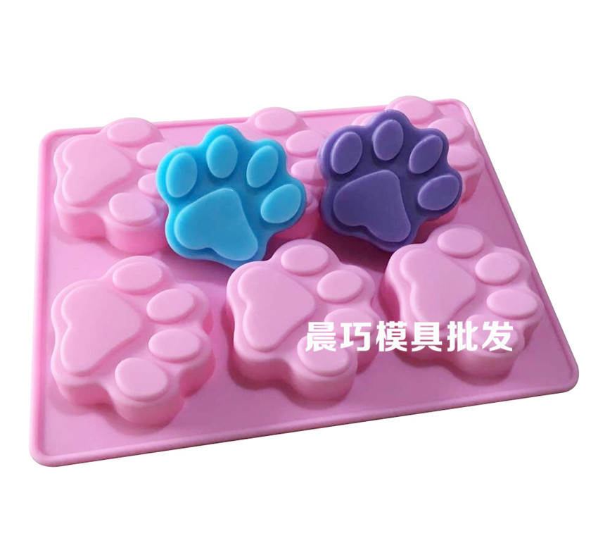 6-piece cat paw, bear paw, resin candle, plaster mold, puppy footprint, rice cake, steamed cake mold, soap, handmade soap mold pic 1