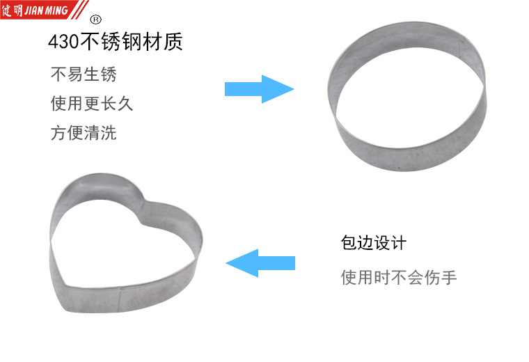 JM8184 stainless steel cookie mold baking mold Heart-shaped round cookie mold baking tool DIY pic 4