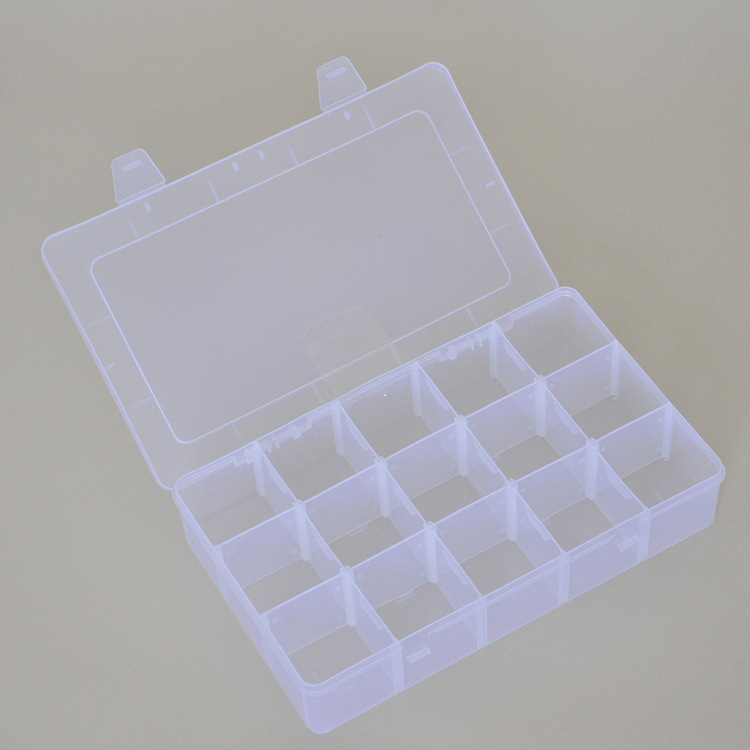 Compartments plastic desktop storage box with 10, 15 and 24 compartments transparent button fishing gear accessories, jewelry and cosmetics packaging box pic 65