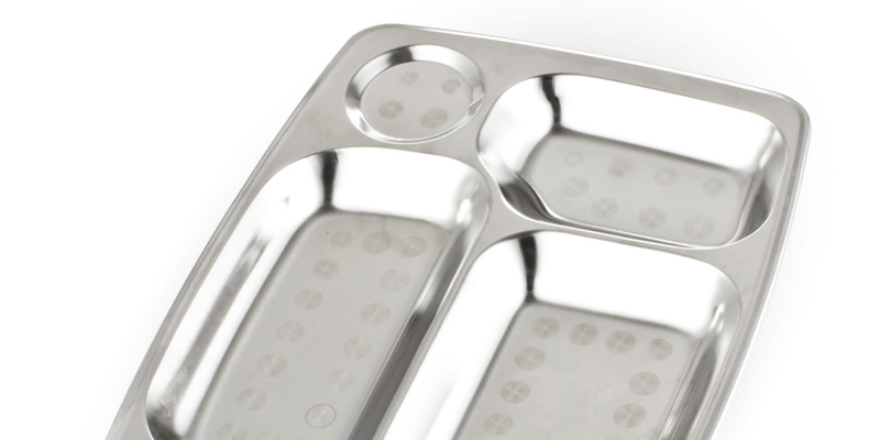 Best-selling 1.0 extra-thick stainless steel fast food plate, staff canteen lunch box, large five-compartment plate, school canteen tableware pic 28