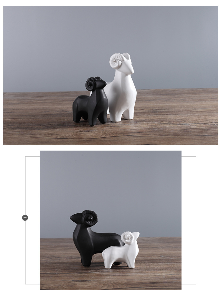 三羊开泰家居装饰品现代简约北欧样板新房客厅书房可爱陶瓷羊批发详情8