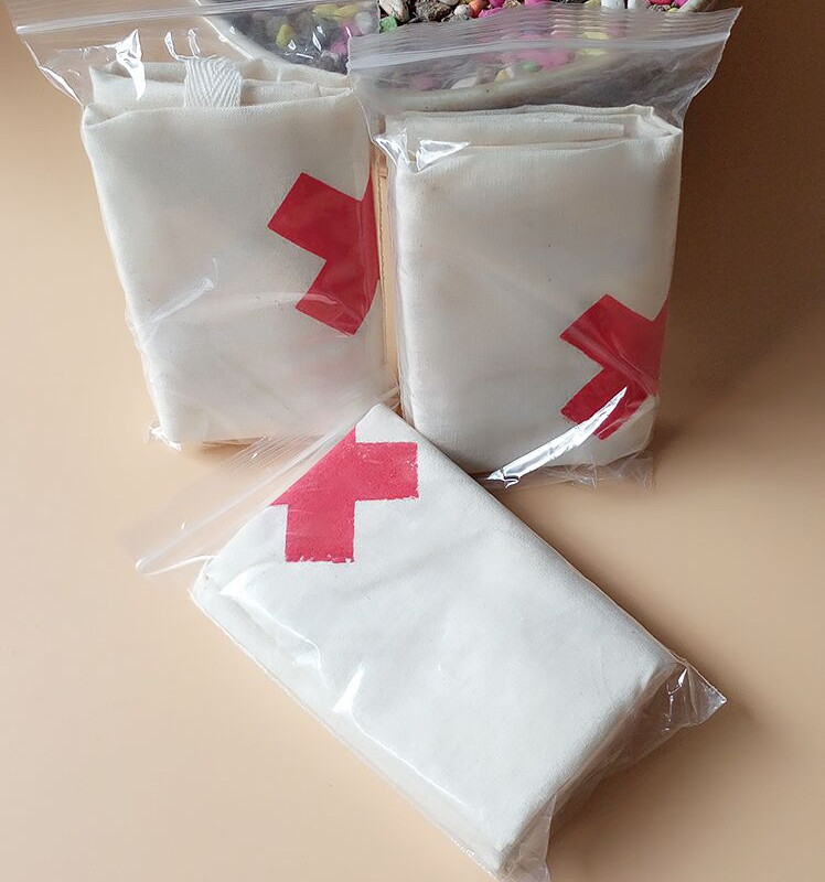 Home pure cotton triangular bandage, Red Cross training first aid kit accessories, bandage breathing mask, training first aid set pic 8