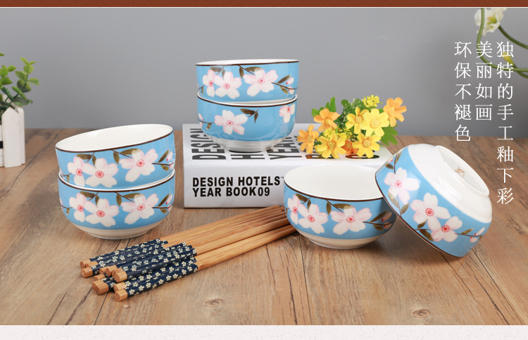 花语陶瓷碗筷套装高档礼品碗套装创意手绘礼品碗商务馈赠碗筷套盒详情5