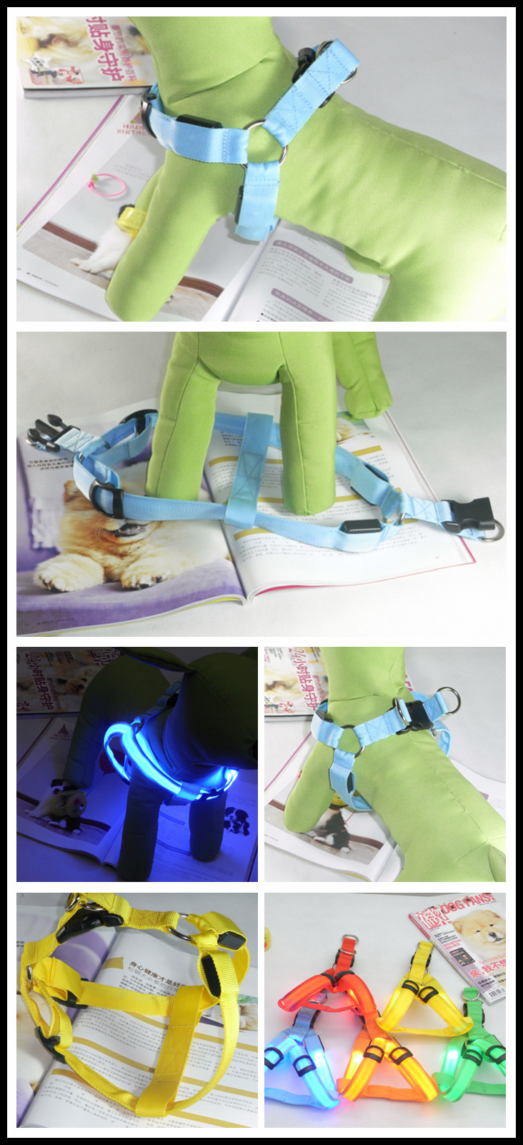 USB charging LED light-up pet chest and back strap, dog back strap, flashing pet chest strap, luminous dog strap, leash chest and back pic 11