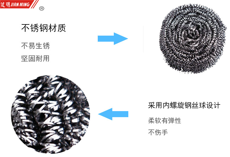 JM2032 stainless steel cleaning ball, 25g steel wool ball, pot brush, pot brush, pot brush, household cleaning products pic 7