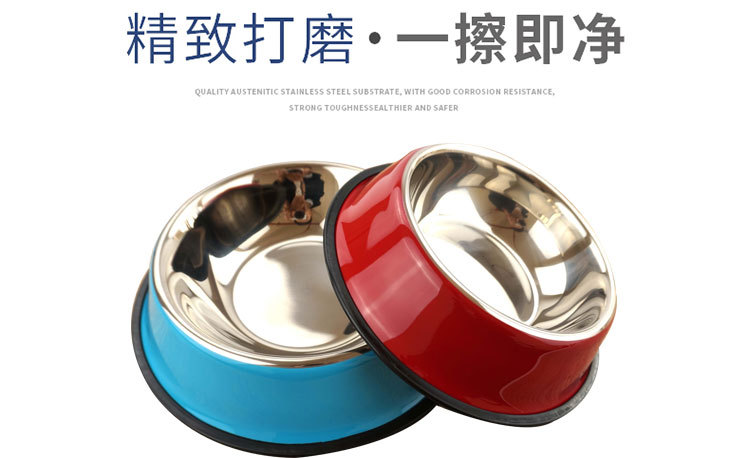 Fengpei Colorful stainless steel dog and cat bowls, spray-painted anti-slip pet bowls, dog basins, colorful dog bowls, pet supplies wholesale pic 10