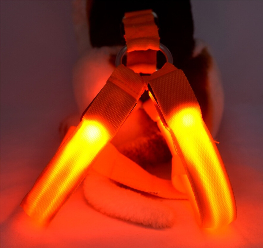 USB charging LED light-up pet chest and back strap, dog back strap, flashing pet chest strap, luminous dog strap, leash chest and back pic 4