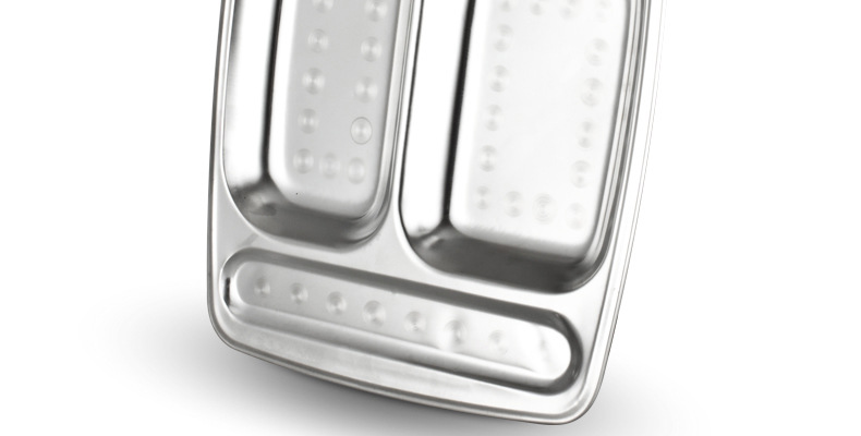 Best-selling 1.0 extra-thick stainless steel fast food plate, staff canteen lunch box, large five-compartment plate, school canteen tableware pic 22