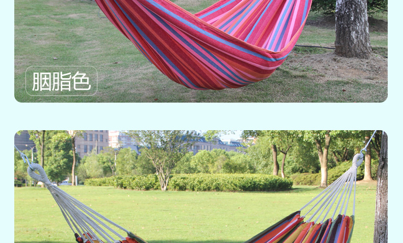 Cross-border Three best double outdoor hammock camping Indoor Leisure camping swing Hammock wholesale polyester-cotton canvas hammock pic 10