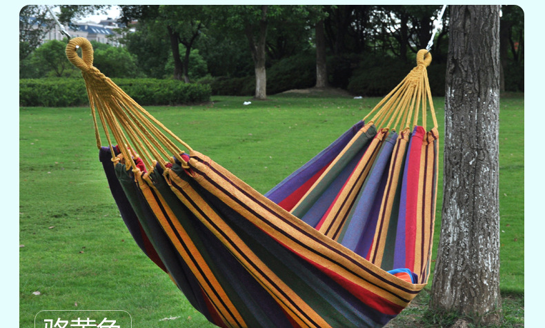 Cross-border Three best double outdoor hammock camping Indoor Leisure camping swing Hammock wholesale polyester-cotton canvas hammock pic 6