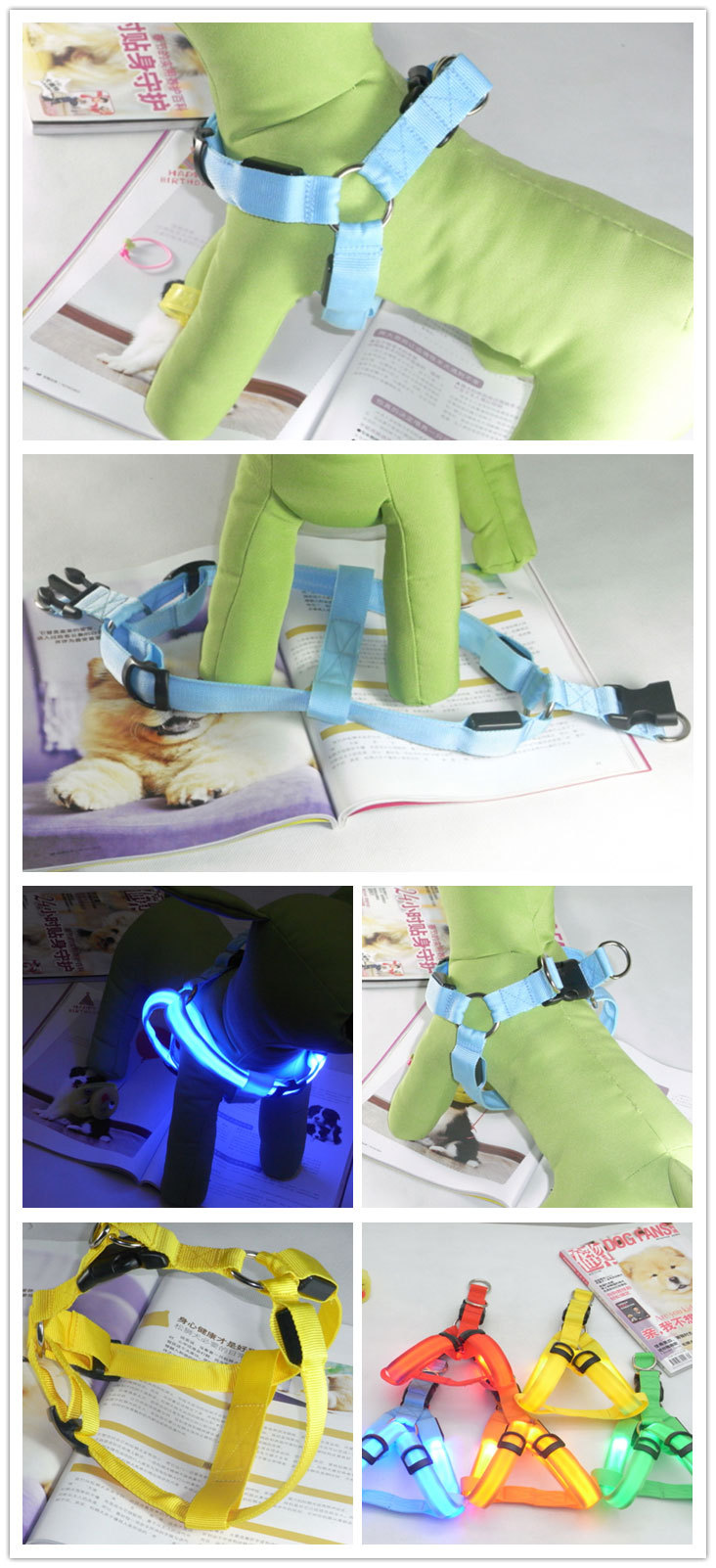 USB charging LED light-up pet chest and back strap, dog back strap, flashing pet chest strap, luminous dog strap, leash chest and back pic 3