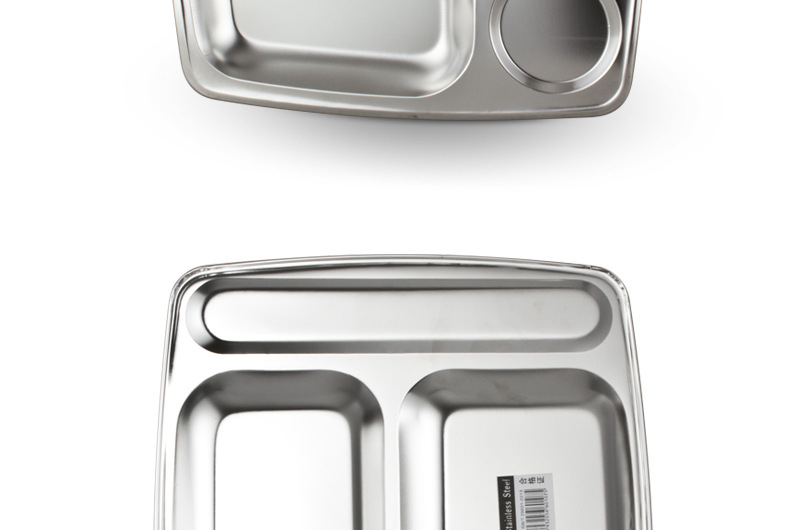 Stainless steel fast food plates with five large compartments, thickened and deepened, are specially designed for student company canteens. Wholesale from the manufacturer pic 19