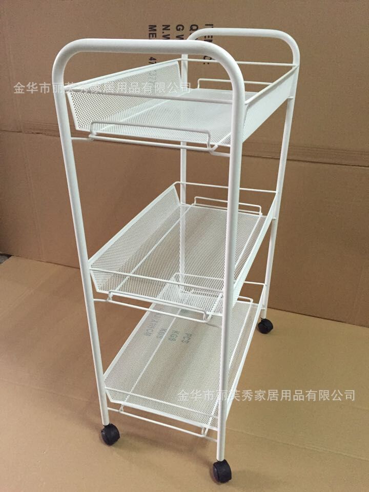 分销霍纳文多功能推车浴室厨房置物架白色黑色带脚轮收纳推车可定详情4