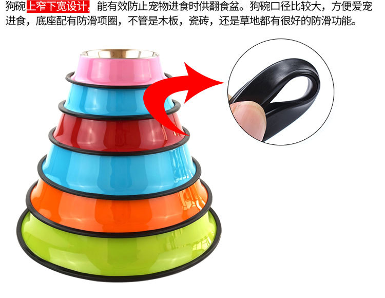 Fengpei Colorful stainless steel dog and cat bowls, spray-painted anti-slip pet bowls, dog basins, colorful dog bowls, pet supplies wholesale pic 9