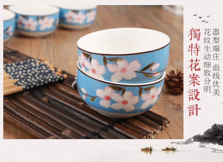 花语陶瓷碗筷套装高档礼品碗套装创意手绘礼品碗商务馈赠碗筷套盒详情6