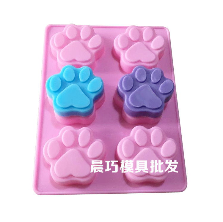 6-piece cat paw, bear paw, resin candle, plaster mold, puppy footprint, rice cake, steamed cake mold, soap, handmade soap mold pic 3