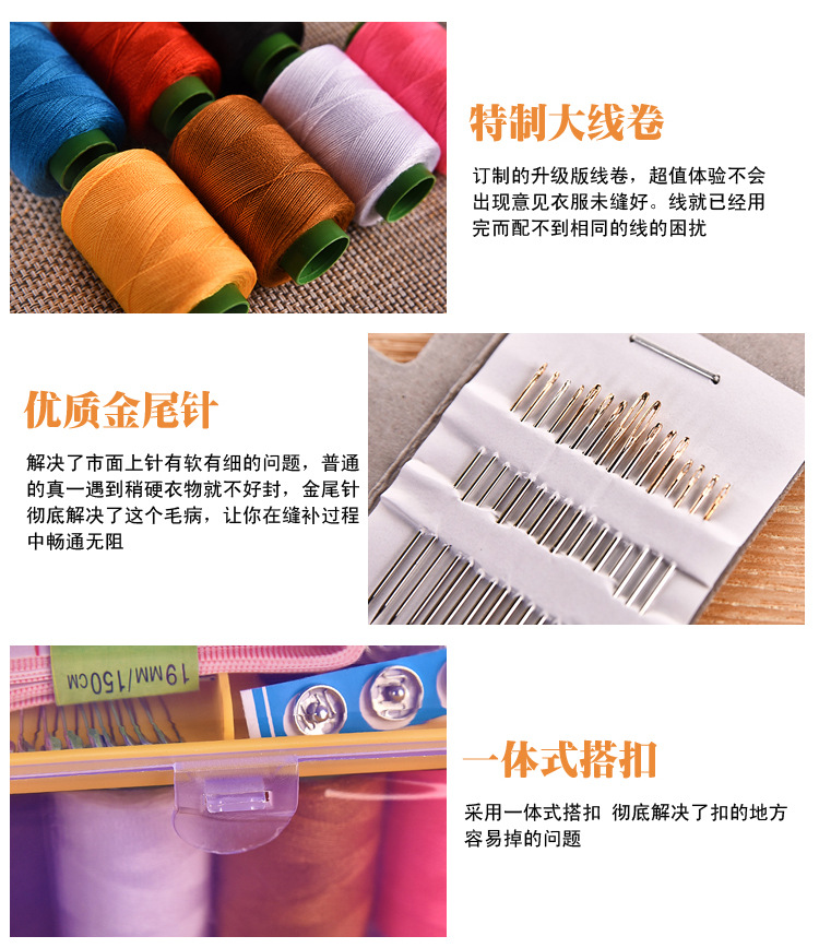 Wholesale of 10-piece household multi-functional large sewing kit, portable complete sewing kit, sewing needle treasure box pic 13