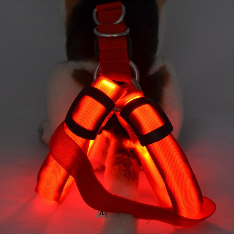 USB charging LED light-up pet chest and back strap, dog back strap, flashing pet chest strap, luminous dog strap, leash chest and back pic 5