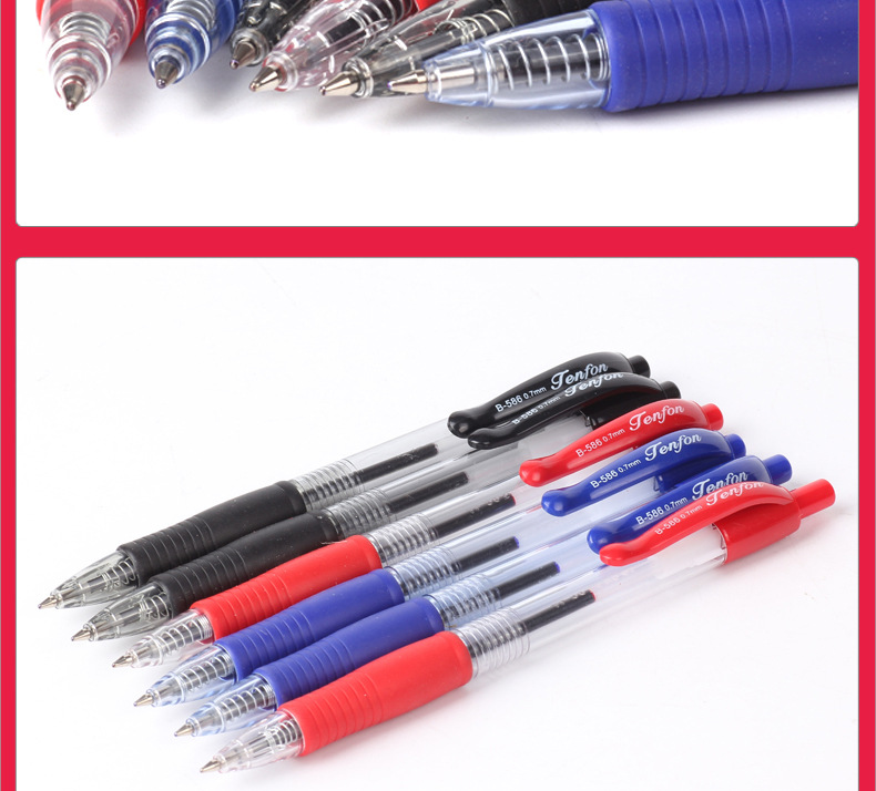 Foreign trade version transparent ballpoint pen press plastic ballpoint pen 586 three-color ballpoint pen pic 8
