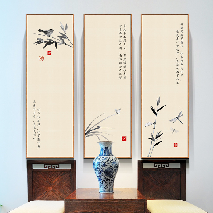 大幅入门玄关装饰画九鱼图晶瓷画中式挂画走廊壁画茶室样板间墙画详情9