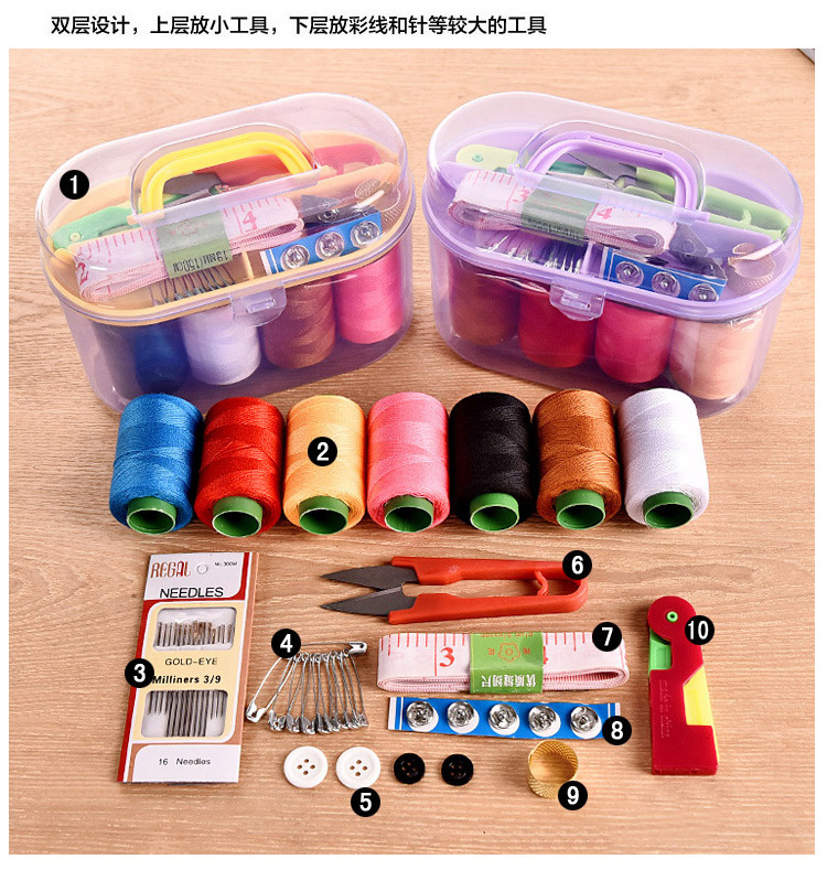 Wholesale of 10-piece household multi-functional large sewing kit, portable complete sewing kit, sewing needle treasure box pic 5