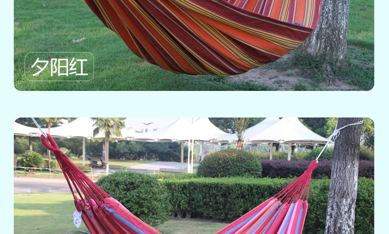 Cross-border Three best double outdoor hammock camping Indoor Leisure camping swing Hammock wholesale polyester-cotton canvas hammock pic 9