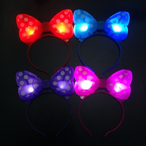 Korean version luminous bow hair band, hair clip, flashing hair clip, hair clip, Minnie headband, concert hair band wholesale pic 11
