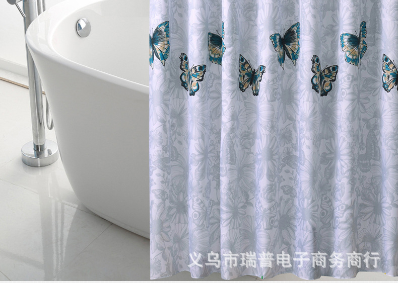 Bath curtain fabric, bathroom partition curtain, thickened waterproof and mold-proof butterfly polyester bath curtain, shower room hanging curtain pic 10