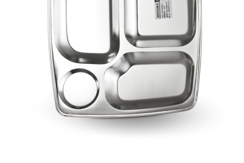 Stainless steel fast food plates with five large compartments, thickened and deepened, are specially designed for student company canteens. Wholesale from the manufacturer pic 20