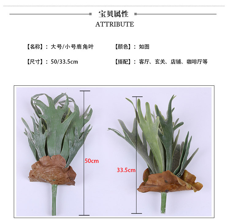 热带鹿角叶植物墙配材点缀多肉仿真植物墙配材塑料植物盆栽批发详情6