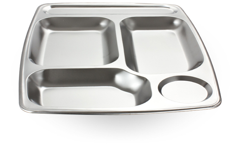Stainless steel fast food plates with five large compartments, thickened and deepened, are specially designed for student company canteens. Wholesale from the manufacturer pic 16