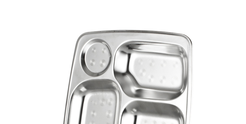 Best-selling 1.0 extra-thick stainless steel fast food plate, staff canteen lunch box, large five-compartment plate, school canteen tableware pic 21