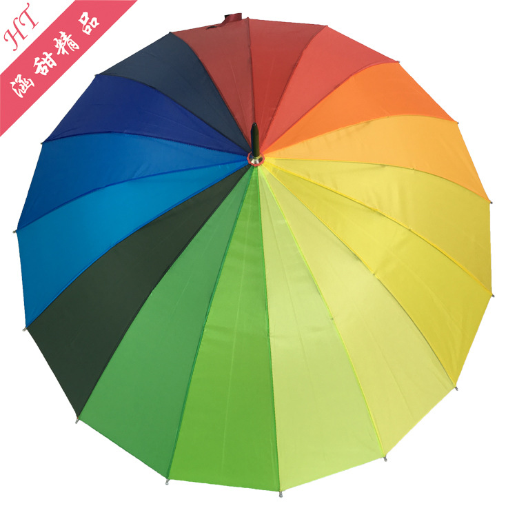 Factory wholesale straight 16-bone rainbow umbrellas, long-handled automatic umbrellas, creative gifts, advertising umbrellas, logo printing pic 20