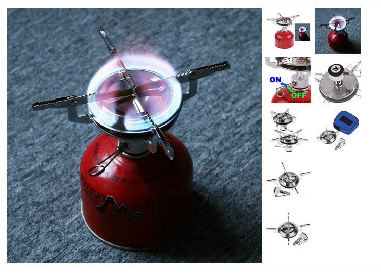 户外迷你一体式炉头可折叠不锈钢燃气支架登山野营便携防风炊具详情10