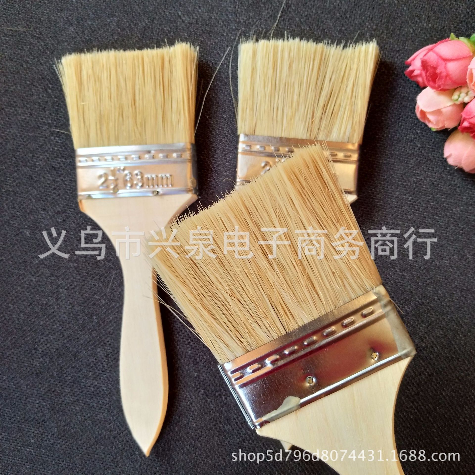【 Outside 】【 2.5-inch wooden handle paint Brush 】5 per bundle 800 per box, one yuan store paint brush, oil brush, brown bristle brush, nylon brush, barbecue brush, one yuan wholesale pic 3