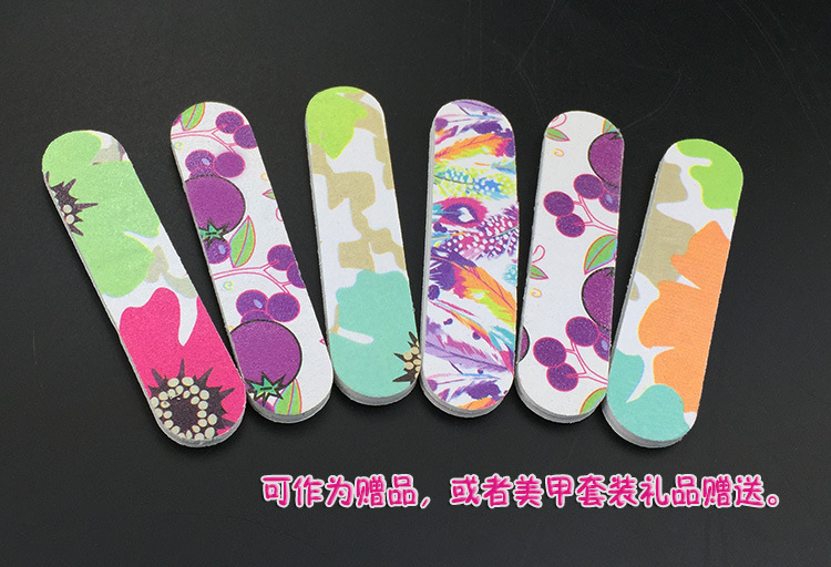 Cross-border in-stock nail file nail tips, color-printed mini nail files, double-sided printed grinding strips, 9cm pic 7