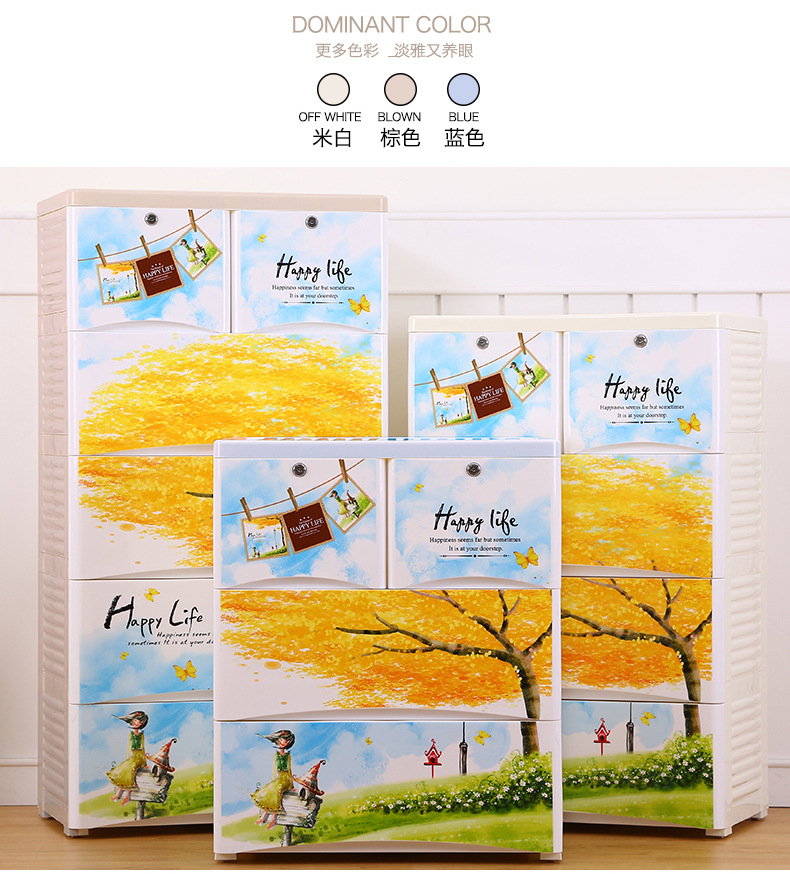 加厚抽屉式大号收纳柜儿童柜子宝宝衣柜储物柜塑料多层整理箱五斗详情4