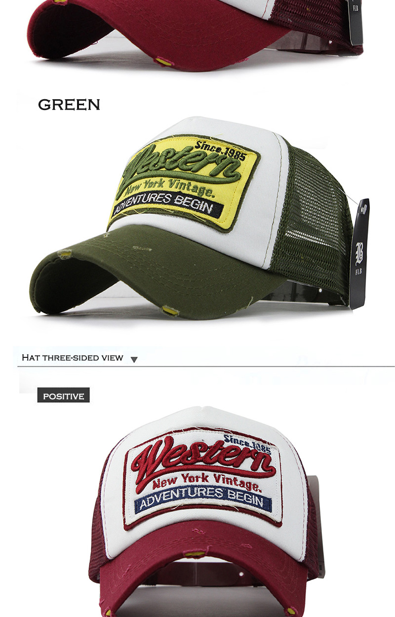 爆款网眼透气棒球帽批发Western遮阳棉布贴布绣字母帽子大帽檐详情13