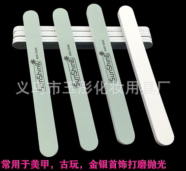 In stock: blank, wordless nail care tools, double-sided nail polishing files, green and white super polishing strips, and decorative silver polishing sticks pic 10