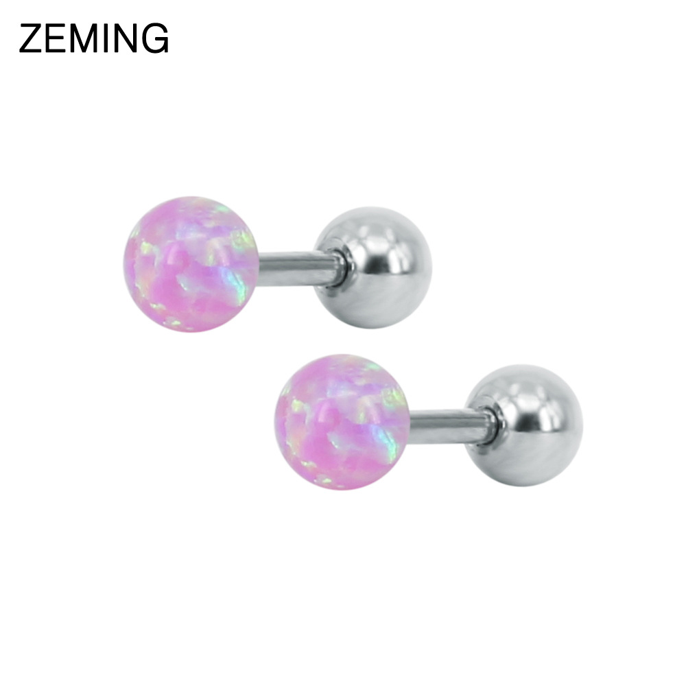 韩国时尚澳宝耳钉欧泊耳骨钉圆球百搭钛钢耳环流行软骨穿刺耳蜗钉详情7